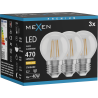 Mexen Vintis 3x LED филамент крушка E27, G45, 4W, Топла - 2700K, 470 lm, прозрачно