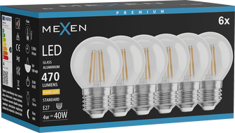 Mexen Vintis 6x LED нажежаема крушка E27, G45, 4W, Топла - 2700K, 470 lm, прозрачно
