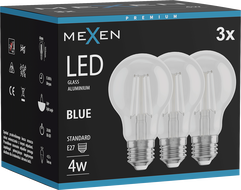 Mexen Vintis 3x LED нажежаема крушка E27, A60, 4W, 55 lm, синя - L150-E27-04XX-47x03