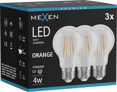 Mexen Vintis 3x LED филамент крушка E27, A60, 4W, 55 lm, оранжева - L150-E27-04XX-48x03