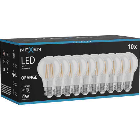 Mexen Vintis 10x LED нажежаема лампа E27, A60, 4W, 55 lm, оранжева - L150-E27-04XX-48x10