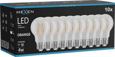 Mexen Vintis 10x LED нажежаема лампа E27, A60, 4W, 55 lm, оранжева - L150-E27-04XX-48x10
