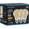 Mexen Vintis 3x LED филаментна крушка E27, A60, 4W, Топла - 2200K, 400 lm, амбър - L150-E27-0422-50x03