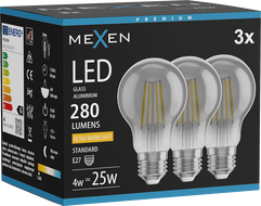 Mexen Vintis 3x LED филамент крушка E27, A60, 4W, Топла - 2200K, 280 lm, димна - L150-E27-0422-70x03