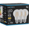 Mexen Vintis 3x LED филаментна крушка E27, A60, 4W, Топла - 2700K, 470 lm, прозрачна