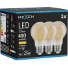 Mexen Vintis 3x LED филамент крушка E27, A60, 4W, Топла - 2700K, 400 lm, кехлибар