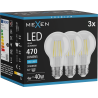 Mexen Vintis 3x LED нажежаема жичка E27, A60, 4W, Студена - 6500K, 470 lm, прозрачно