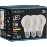Mexen Vintis 3x LED нажежаема крушка E27, A60, 6W, Топла - 2200K, 720 lm, прозрачен