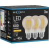Mexen Vintis 3x LED филамент крушка E27, A60, 6W, Топла - 2200K, 600 lm, амбър - L150-E27-0622-50x03