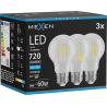 Mexen Vintis 3x LED нажежаема жичка крушка E27, A60, 6W, Студена - 6500K, 720 lm, прозрачна