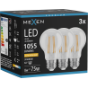 Mexen Vintis 3x LED филамент крушка E27, A60, 8W, Топла - 2200K, 1055 lm, прозрачна