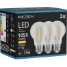 Mexen Vintis 3x LED Филаментна Лампа E27, A60, 8W, Топло - 2700K, 1055 lm, прозрачно