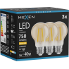 Mexen Vintis 3x LED филамент крушка E27, A60, 8W, Топла - 2700K, 750 lm, кехлибар -