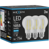 Mexen Vintis 3x LED филтърна крушка E27, A60, 8W, Студена - 6500K, 1055 lm, чиста