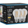 Mexen Vintis 3x LED филаментна крушка E27, A60, 10W, Топъл - 2700K, 1320 lm, прозрачен