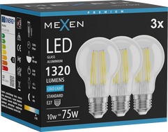 Mexen Vintis 3x светодиодна филаментна крушка E27, A60, 10W, Студена - 6500K, 1320 lm,