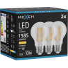 Mexen Vintis 3x LED крушка с нажежаема жичка E27, A60, 12W, Топла - 2700K, 1585 lm, прозрачна