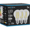Mexen Vintis 3x LED филамент крушка E27, A60, 12W, Неутрална - 4000K, 1585 lm, прозрачно
