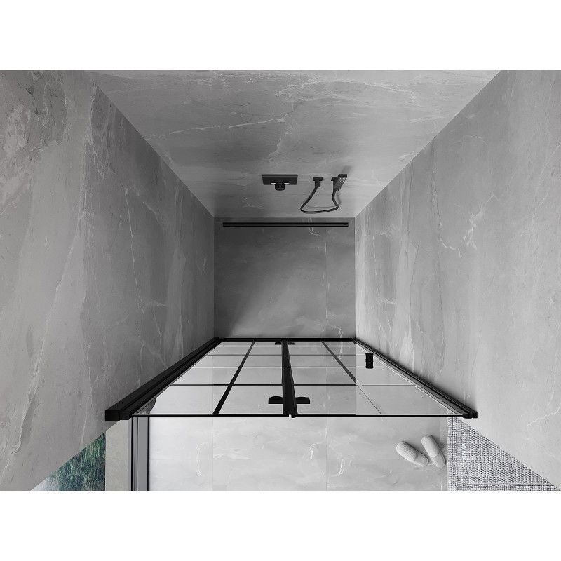 Mexen Mist-F сгъваема лява душ врата 80 см, черна решетка, черно - 8A6-080-000-70-77-L