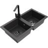 Mexen Mario гранитна кухненска мивка с 2 отделения с кухненски смесител Rita,