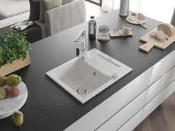 Mexen Enzo гранитна мивка с 1 корито с отцедник и кухненски смесител Рита,