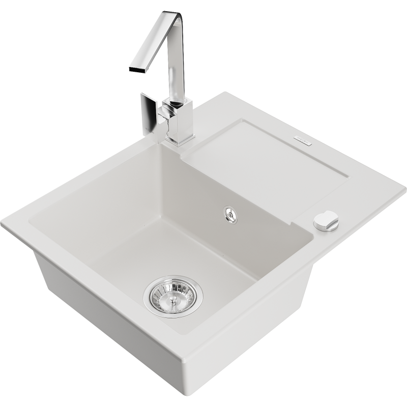 Mexen Enzo гранитна мивка с 1 корито с отцедник и кухненски смесител Рита,