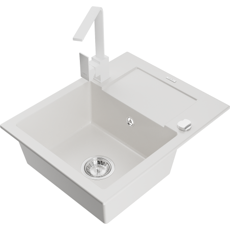 Mexen Enzo гранитна мивка с 1 корито, капковник и кухненски смесител Рита,