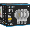 Mexen Vintis 3x LED нажежаема жичка крушка E27, G80, 4W, Топла - 2700K, 300 lm, опушено