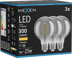 Mexen Vintis 3x LED нажежаема жичка крушка E27, G80, 4W, Топла - 2700K, 300 lm, опушено