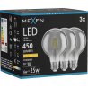 Mexen Vintis 3x LED филамент крушка E27, G80, 6W, Топла - 2200K, 450 lm, опушена - L155-E27-0622-70x03
