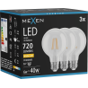 Mexen Vintis 3x LED филаментна крушка E27, G80, 6W, Топла - 2700K, 720 lm, прозрачна