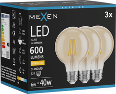 Mexen Vintis 3x LED E27, G80, 6W, Топла - 2700K, 400 lm, кехлибар - L155-E27-0627-50x03
