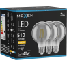 Mexen Vintis 3x LED нажежаема крушка E27, G80, 6W, Топла - 2700K, 510 lm, опушена