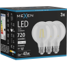 Mexen Vintis 3x филаментна LED крушка E27, G80, 6W, неутрална - 4000K, 720 lm, прозрачна