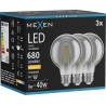 Mexen Vintis 3x LED крушка с нажежаема жичка E27, G80, 8W, Топла - 2700K, 680 lm, опушена