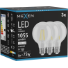 Mexen Vintis 3x LED филаментни крушки E27, G80, 8W, Неутрална - 4000K, 1055 lm, прозрачен
