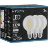 Mexen Vintis 3x светодиодна лампа на филaмент E27, G80, 10W, Неутрална - 4000K, 1320 lm,
