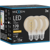 Mexen Vintis 3x LED крушка с нажежаема спирала E27, G80, 2W, Топло - 2200K, 170 lm, кехлибар