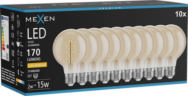 Mexen Vintis 10x крушка с нажежаема жичка спирала LED E27, G80, 2W, Топла - 2200K, 170 lm,