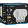 Mexen Vintis 3x LED спирална нажежаема жичка E27, G80, 4W, Топла - 2700K, 420 lm, прозрачно