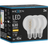 Mexen Vintis 3x LED крушка със спираловиден нажежаем елемент E27, G80, 6W, Топла -