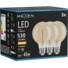 Mexen Vintis 3x LED спирална нажежаема крушка E27, G80, 6W, Топла - 2700K, 530 lm, кехлибар