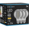 Mexen Vintis 3x LED спирална нажежаема жичка E27, G80, 6W, Топла - 2700K, 400 lm, опушен