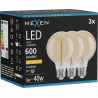 Mexen Vintis 3x LED крушка с нажежаема жичка спирала E27, G80, 8W, Топла - 2200K, 600 lm,