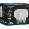 Mexen Vintis 3x крушка с нажежаема жичка спирала LED E27, G80, 8W, Топла - 2700K, 750 lm,