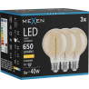 Mexen Vintis 3x LED крушка с нажежаема жичка спирала E27, G80, 8W, Топла - 2700K, 650 lm,