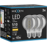 Mexen Vintis 3x LED крушка с нажежаема спирала E27, G80, 8W, Топла - 2700K, 510 lm, димно