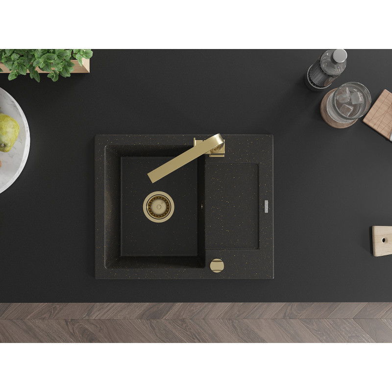 Mexen Enzo гранитна мивка с 1 отделение с отцедник и кухненски смесител Rita,