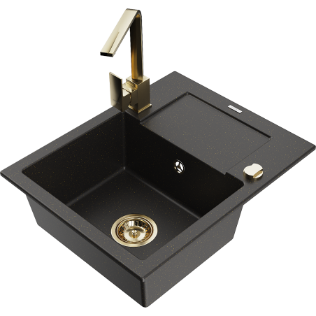 Mexen Enzo гранитна мивка с 1 отделение с отцедник и кухненски смесител Rita,