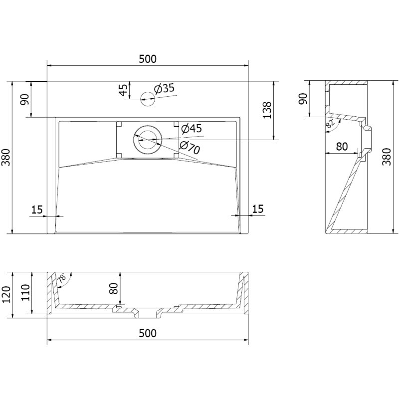 Mexen Ava конгломератна надплотова мивка 1/O 50 x 38 см, черна - 23015071